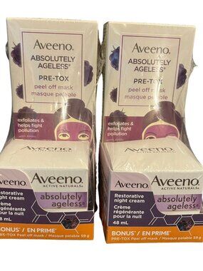 2X Aveeno Absolutely Ageless Restorative Night Cream 1.7oz + Bonus Peel off Mask